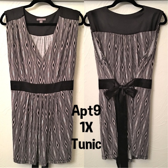 Apt. 9 Tops - 1x Apt9 Black White Tunic Sleeveless Tie Back